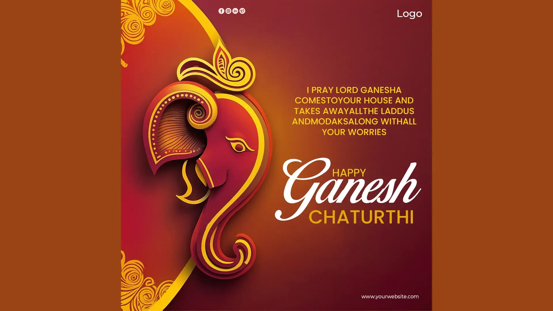 Elegant Ganesh Chaturthi Art Greeting Instagram Post